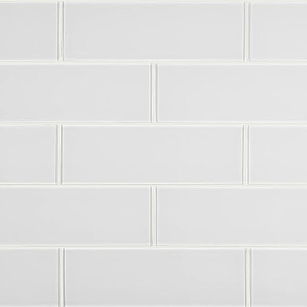 4"x12" Glossy White Glass Tile